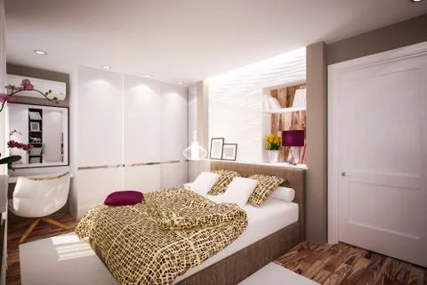 Interior Bedroom in modern style Ilustración de archivo