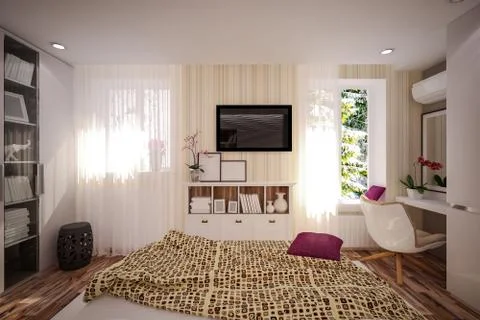 Interior Bedroom in modern style Ilustración de archivo