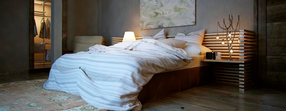 Interior bedroom, rustic style Stock Illustration