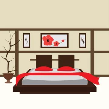 Interior bedroom, vector illustration Stock Illustration