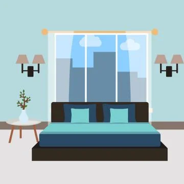 The interior of the bedroom.Cartoon. Vector illustration . Stock Illustration