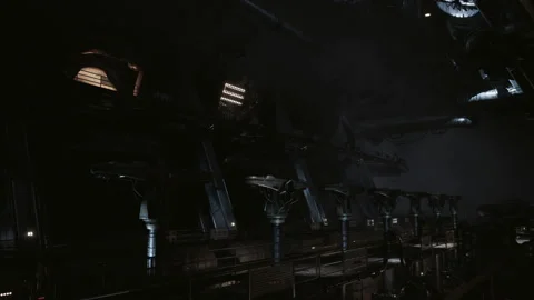 Interior of big spaceship hangar 動画素材 163046956