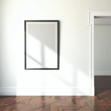 Interior with blank frame and doorway 库存插图