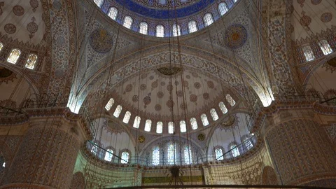 Interior of Blue Mosque (Sultanahmet mosque) in Istanbul, Turkey. 스톡 동영상 95793670