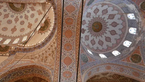 Interior of Blue Mosque (Sultanahmet mosque) in Istanbul, Turkey. Stock Footage 95794638