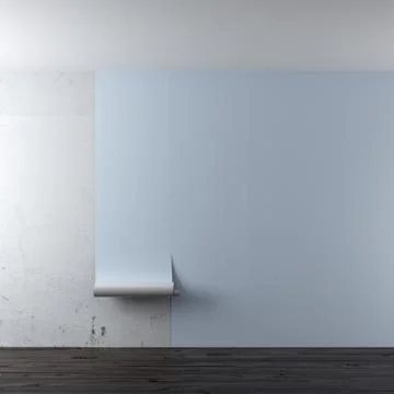 Interior with blue wallpaper 库存插图