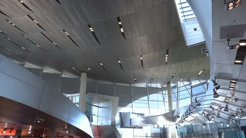 Interior of BMW World &amp; Museum, famous sightseeing and exhibition Stock Footage 170894765