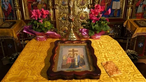 Interior of Boris and Gleb Cathedral Theodosius Day Chernihiv Cross and Stock Footage 71650679
