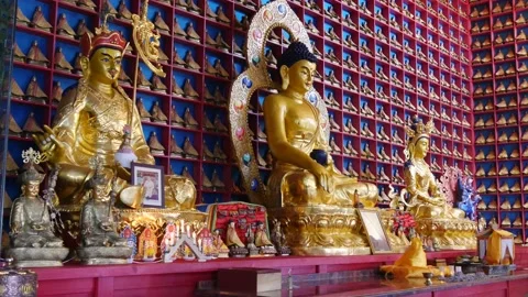The interior of a Buddhist temple in Mongolia. Stock Footage 133240176