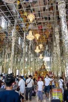 A interior of the buddhist temple Stock Photos