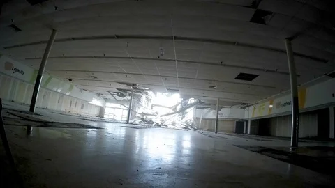 Interior of building during demolition or earthquake B Stock Footage 114925820