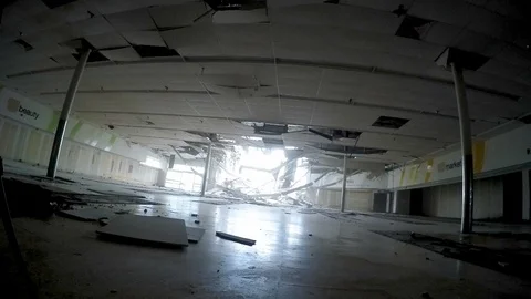 Interior of building during demolition or earthquake A Stock Footage 114925915