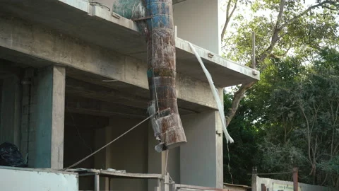 Interior of building under construction with debris pipe. construction works Stock Footage 171400405