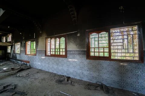 The interior of a burned mosque Foto stock