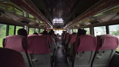 Interior of bus in Nepal Stock Footage 91434172