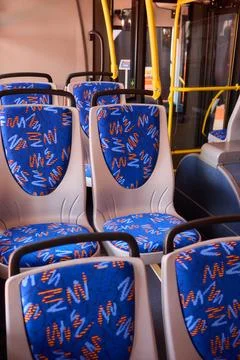 Interior Bus Seating Featuring an Extensive and Diverse Array of Colorful Stock Photos