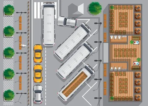 Interior bus station. Stock Illustration