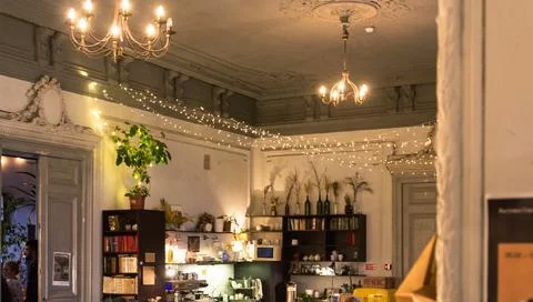 The interior of the cafe in a classic style Stock Photos