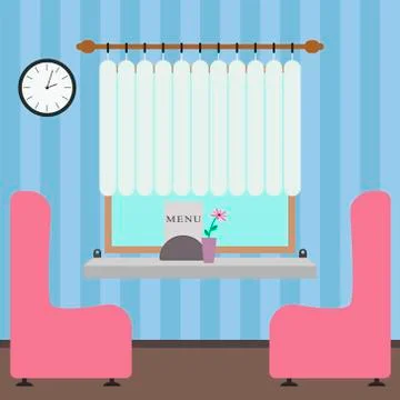 Interior of the cafe in a flat style Stock Illustration