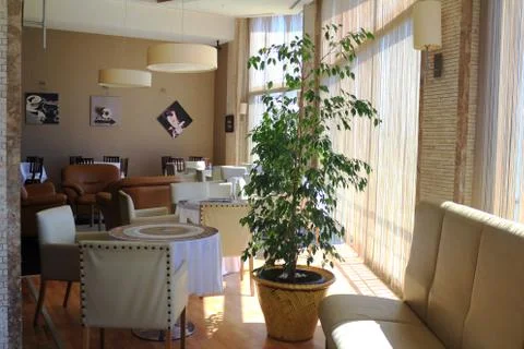 The interior of the cafe in the resort. Stock Photos