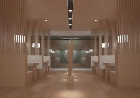 Interior Of The Cafe Three-dimensional visualization of the draft of the c... 写真素材