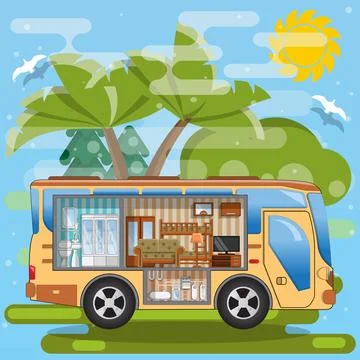 The interior of the camper. Stock Illustration