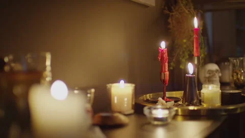 Interior with Candles at Fortune Tellers Studio Stock Footage 247631190