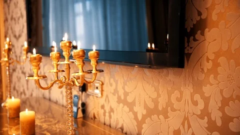 Interior of the candlesticks on the dresser Stock Footage 100855852