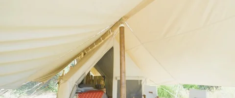 Interior of canvas tent home Video stock 105460408