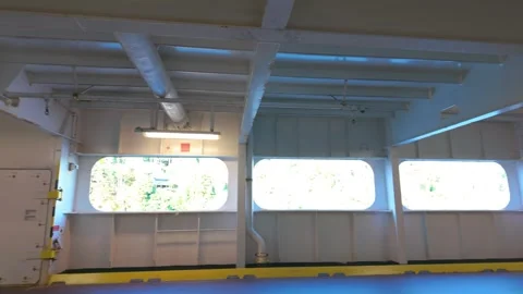 Interior car deck of commercial passenger ferry vessel Stock Footage 340155161