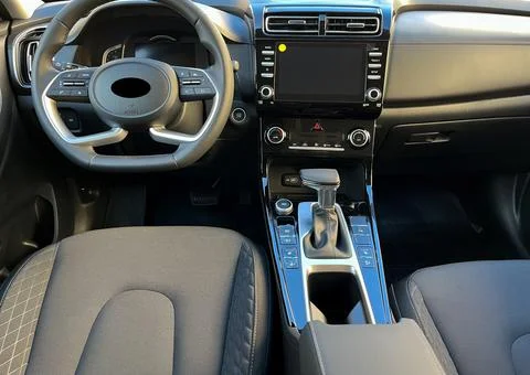 Interior of the car interior. Steering wheel, automatic transmission Stock Photos