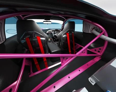 The interior of the car for racing. Executed elements and safety nodes of the Stock Illustration