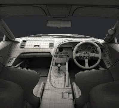 The interior of the car for racing. Executed elements and safety nodes of the Stock Illustration