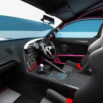 The interior of the car for racing. Executed elements and safety nodes of the Stock Illustration