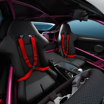 The interior of the car for racing. Executed elements and safety nodes of the Stock Illustration