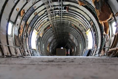 Interior from a cargoplane wreckage Fotos de archivo
