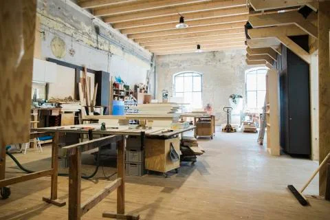 Interior of a carpenter's workshop Stock Photos