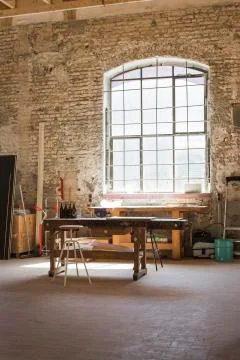 Interior of a carpenter's workshop Stock Photos