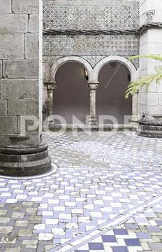 Interior of a castle in Sintra, detail of a heritage of humanity monument Stock Photos