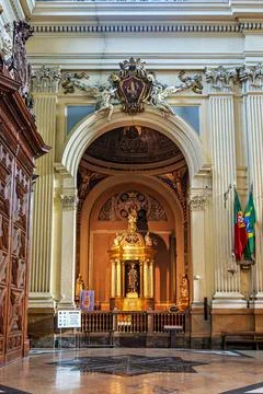 Interior of Cathedral Basilica of Our Lady of the Pilar, Zaragoza, Spain Stock Photos