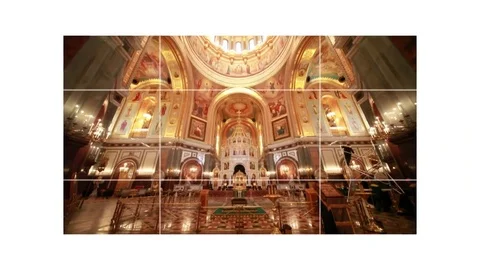 Interior of Cathedral of Christ the Saviour in Moscow, collage , HD. Vídeos de archivo 83381645