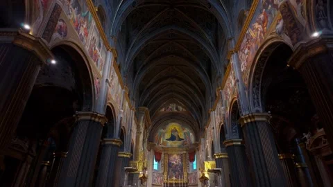 Interior of the Cathedral of Cremona Stock Footage 304201294