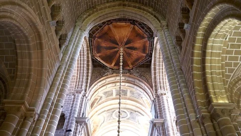 Interior of the Cathedral of Évora (Sé de Évora) Stock Footage 90006699