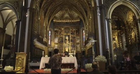 Interior of the cathedral in Funchal, 4K Stock Footage 249735095