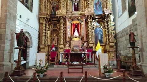 Interior of the cathedral of San Cristobal in Cusco, Peru Stock Footage 288993200