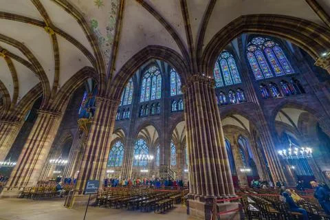 Interior of the Cathedral, in Strasbourg Stock Photos