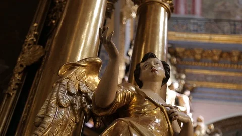 Interior of catholic church Stock Footage 108563423