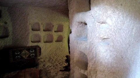 The interior of the cave house in Uchisar Stock Footage 317447326