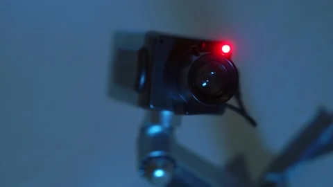 Interior CCTV Camera Rotates And Surveys Area, 4K Security System Stock Footage 150520981