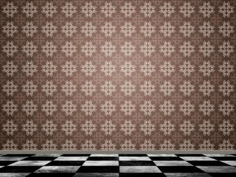 Interior with checkered floor 스톡 일러스트